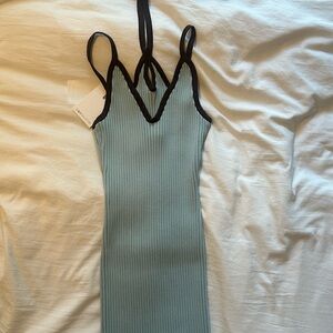 Vintage espresso & blue bodycon dress